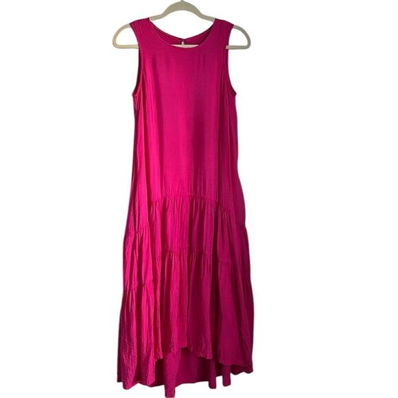 Maeve Women’s Marlene Tiered High Low Maxi Dress Sleeveless Hot Pink Size XS - Picture 2 of 9